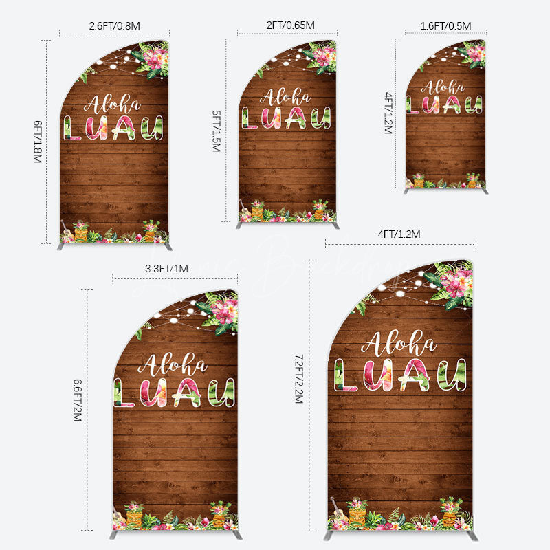 Lofaris Hawaii Aloha Luau Floral Wood Plant Half Moon Arch Backdrop
