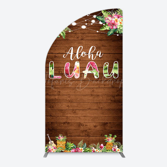 Lofaris Hawaii Aloha Luau Floral Wood Plant Half Moon Arch Backdrop