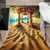 Lofaris Hawaii Beach Floral Gazeb Summer Sweep Photo Backdrop
