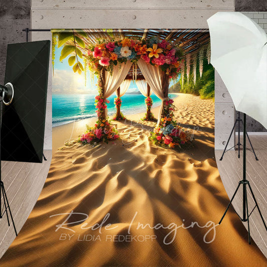 Lofaris Hawaii Beach Floral Gazeb Summer Sweep Photo Backdrop