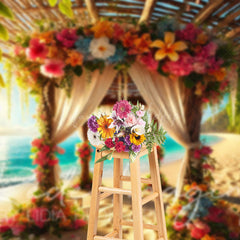 Lofaris Hawaii Beach Floral Gazebo Summer Photography Backdrop