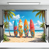 Lofaris Hawaii Beach Surfboard Coconut Tree Summer Backdrop