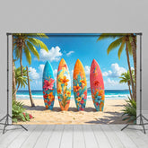 Lofaris Hawaii Beach Surfboard Coconut Tree Summer Backdrop