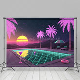 Lofaris Hawaii Hot Summer Night Outside Pool Party Backdrop
