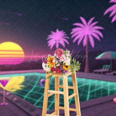 Lofaris Hawaii Hot Summer Night Outside Pool Party Backdrop