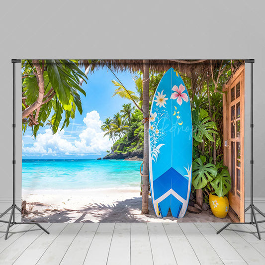 Lofaris Hawaii Outdoor Surfboard Coconut Tree Sea Backdrop
