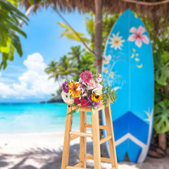 Lofaris Hawaii Outdoor Surfboard Coconut Tree Sea Backdrop