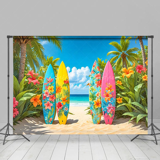 Lofaris Hawaii Outdoor Surfboards Green Summer Vibe Backdrop