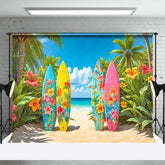 Lofaris Hawaii Outdoor Surfboards Green Summer Vibe Backdrop