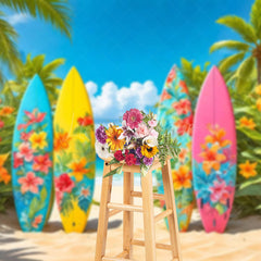 Lofaris Hawaii Outdoor Surfboards Green Summer Vibe Backdrop
