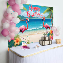 Lofaris Hawaii Summer Vibe Beach Flamingo Birthday Backdrop