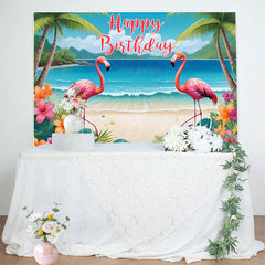 Lofaris Hawaii Summer Vibe Beach Flamingo Birthday Backdrop