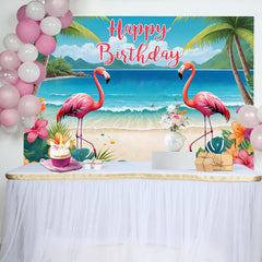 Lofaris Hawaii Summer Vibe Beach Flamingo Birthday Backdrop