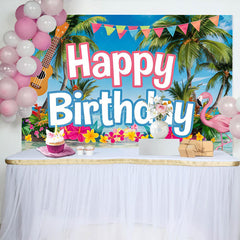 Lofaris Hawaii Summer Vibe Ocean Flamingo Birthday Backdrop