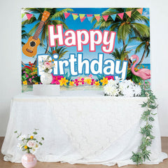 Lofaris Hawaii Summer Vibe Ocean Flamingo Birthday Backdrop