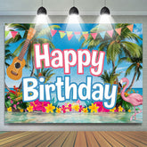 Lofaris Hawaii Summer Vibe Ocean Flamingo Birthday Backdrop