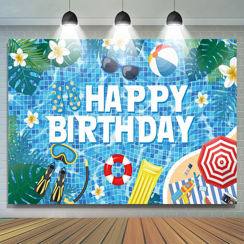 Lofaris Hawaii Summer Vibe Pool Party Happy Birthday Backdrop
