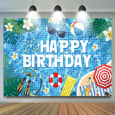 Lofaris Hawaii Summer Vibe Pool Party Happy Birthday Backdrop