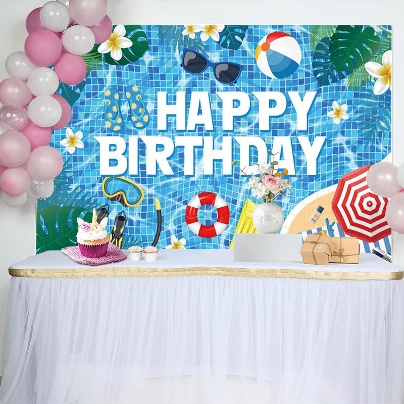 Lofaris Hawaii Summer Vibe Pool Party Happy Birthday Backdrop
