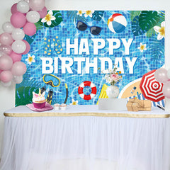 Lofaris Hawaii Summer Vibe Pool Party Happy Birthday Backdrop