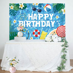 Lofaris Hawaii Summer Vibe Pool Party Happy Birthday Backdrop