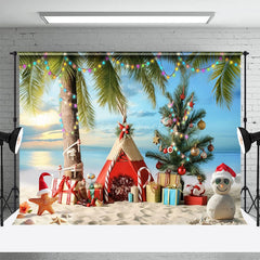Lofaris Hawaiian Beach Christmas In July Holiday Backdrop