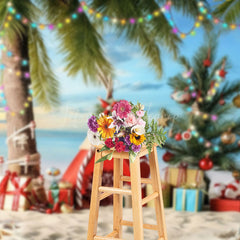 Lofaris Hawaiian Beach Christmas In July Holiday Backdrop