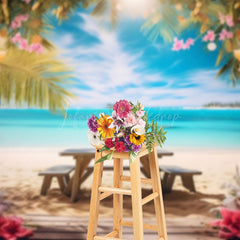 Lofaris Hawaiian Beach Sea Sweet Blue Sky Holiday Backdrop
