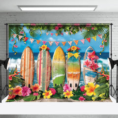 Lofaris Hawaiian Beach Surfboard Flag Summer Vibe Backdrop