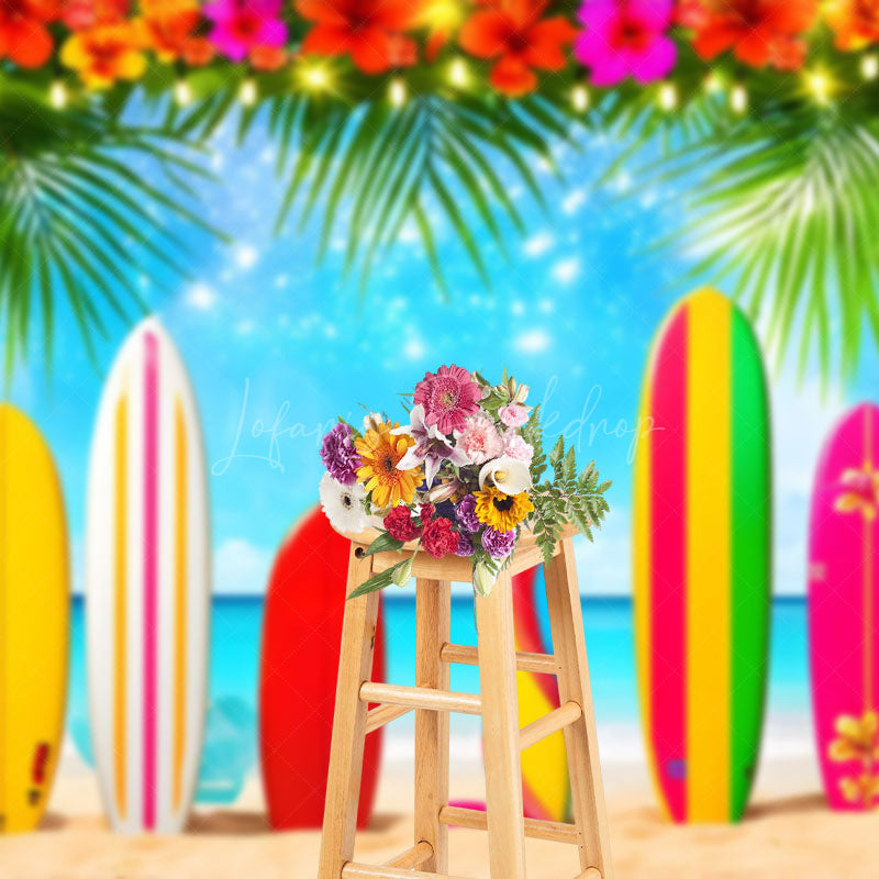 Lofaris Hawaiian Beach Surfboard Summer Photography Backdrop