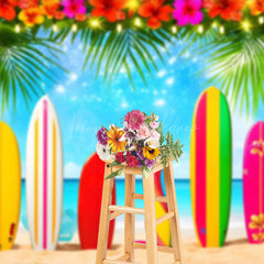 Lofaris Hawaiian Beach Surfboard Summer Photography Backdrop
