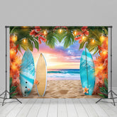 Lofaris Hawaiian Beach Surfboard Sunset Summer Vibe Backdrop