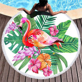 Lofaris Hawaiian Flamingo Summer Holiday Round Beach Towel