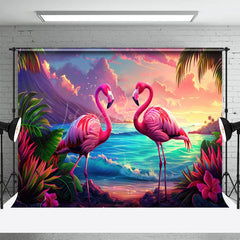 Lofaris Hawaiian Floral Flamingo Hot Summer Photo Backdrop