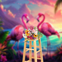 Lofaris Hawaiian Floral Flamingo Hot Summer Photo Backdrop