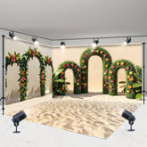 Lofaris Hawaiian Grass Arch Floral Summer Room Set Backdrop