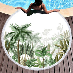 Lofaris Hawaiian Plant Style Summer Vibe Round Beach Towel
