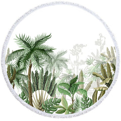Lofaris Hawaiian Plant Style Summer Vibe Round Beach Towel
