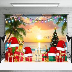 Lofaris Hawaiian Sunset Christmas In July Holiday Backdrop