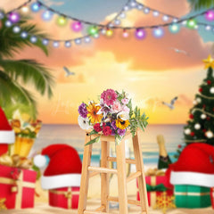 Lofaris Hawaiian Sunset Christmas In July Holiday Backdrop