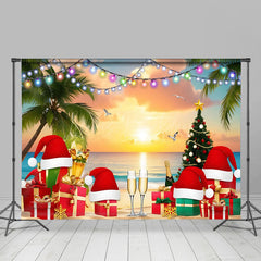 Lofaris Hawaiian Sunset Christmas In July Holiday Backdrop