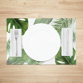 Lofaris Hawaiian Tropical Placemats Set of 4 Fresh Green Boho Palm Leaves for Summer Luau and Beach Party