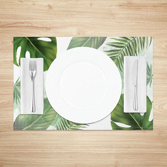 Lofaris Hawaiian Tropical Placemats Set of 4 Fresh Green Boho Palm Leaves for Summer Luau and Beach Party