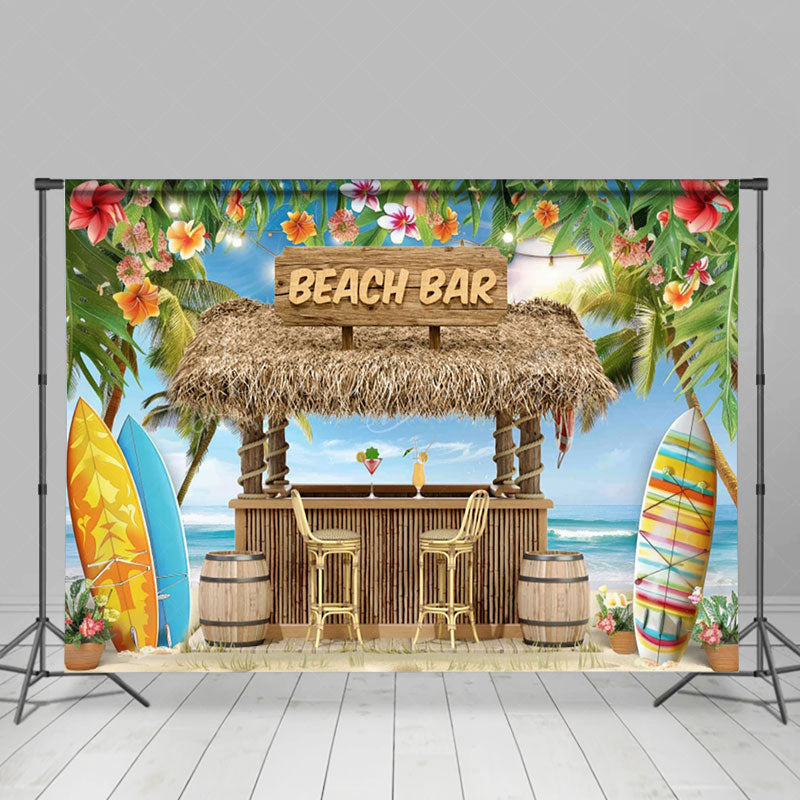 Lofaris Hawaiian Wooden Beach Bar Summer Vibe Photo Backdrop