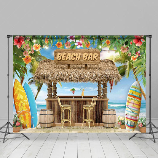 Lofaris Hawaiian Wooden Beach Bar Summer Vibe Photo Backdrop