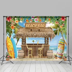 Lofaris Hawaiian Wooden Beach Bar Summer Vibe Photo Backdrop