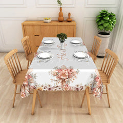 Lofaris He Is Risen Pink Lily Rectangle Tablecloth Religious Cross Floral Table Cover Easter Church Dining Decor