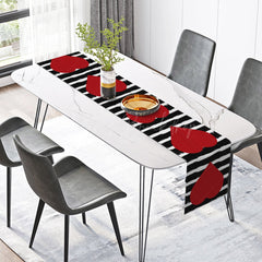 Lofaris Heart Black White Stripe Valentines Day Table Runner