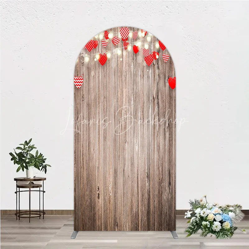 Lofaris Heart Wood Arch Backdrop Rustic Valentine’s Day Wedding Engagement Party Decor