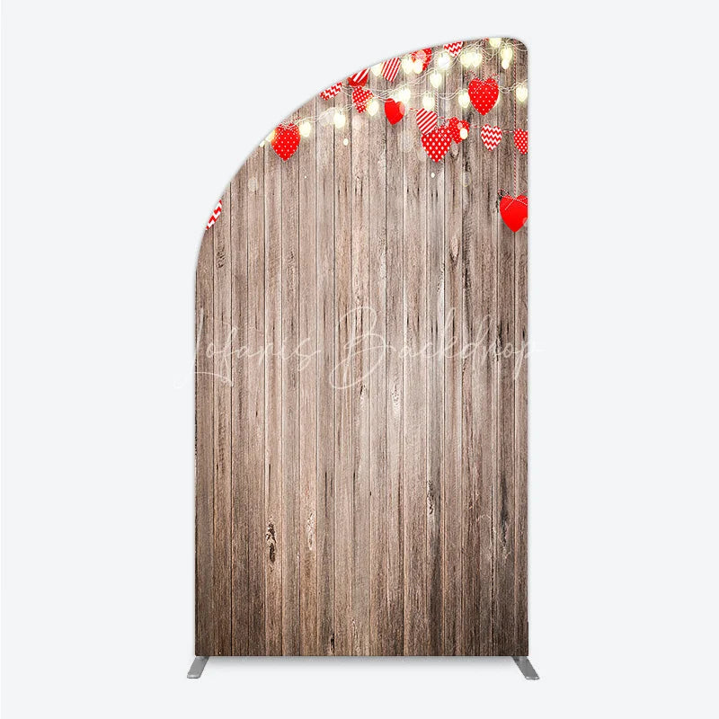 Lofaris Heart Wood Half Moon Arch Backdrop Rustic Valentine’s Day Wedding Engagement Party Decor